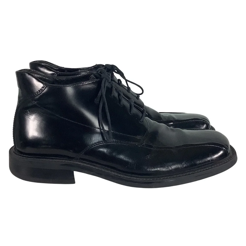 Alfani Domingo Mens Black Patent Leather Chukka Boots Made in Italy Size 10.5